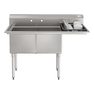 Pemberly Row 57&quot 16-Gauge 2-Compartment Sink with 18&quot Right drainboard