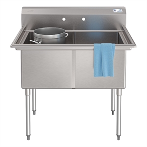 Pemberly Row 42&quot 18-Gauge 2-Compartment Commercial Sink with Backsplash in Steel