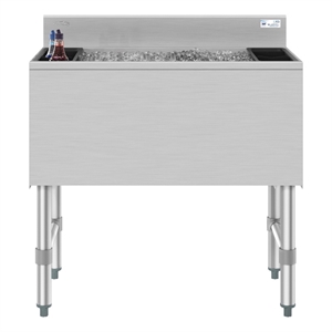 Pemberly Row 30&quot Commercial Underbar Ice Bin with Siding Lid in Stainless Steel