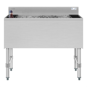 Pemberly Row 36&quot Commercial Underbar Ice Bin with Siding Lid in Stainless Steel