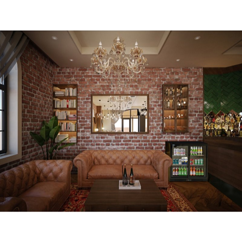 Pemberly Row 2 Slide Door Metal Back Bar Cooler Counter Height Refrigerator