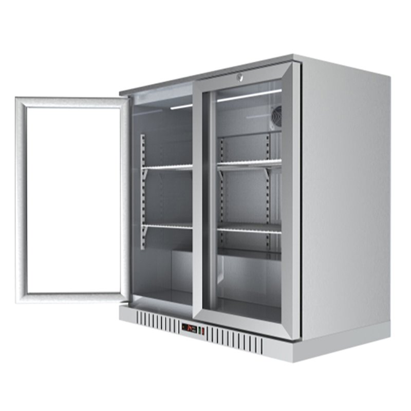 Pemberly Row 2-Door Stainless Steel Back Bar Cooler Refrigerator in Silver