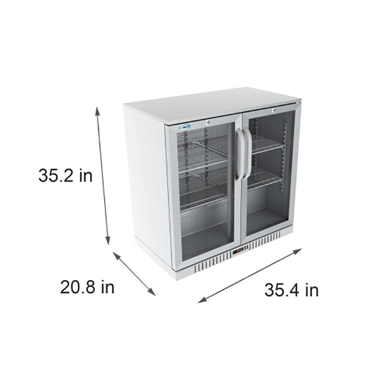Pemberly Row 2-Door Stainless Steel Back Bar Cooler Refrigerator in Silver