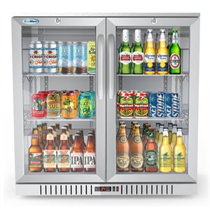 Pemberly Row 2-Door Stainless Steel Back Bar Cooler Refrigerator in Silver