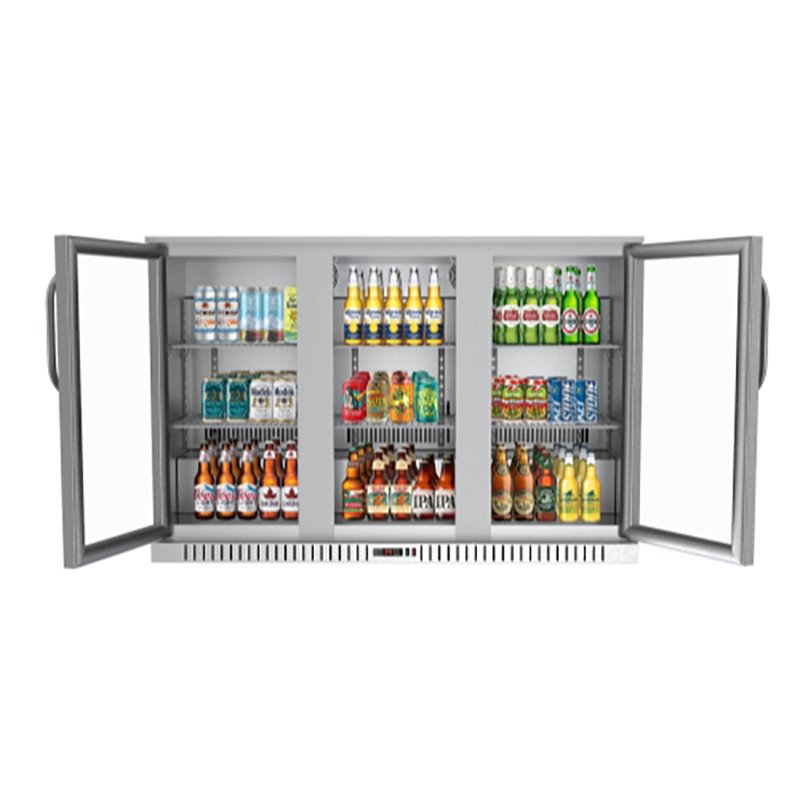 Pemberly Row 3-Door Stainless Steel Back Bar Cooler Refrigerator in Silver