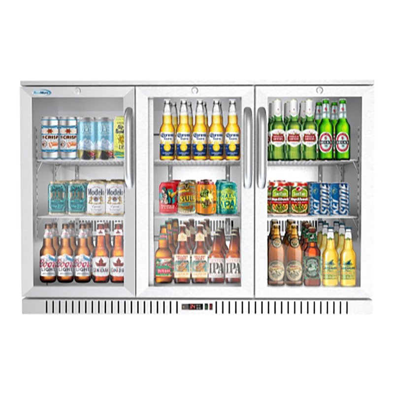Pemberly Row 3-Door Stainless Steel Back Bar Cooler Refrigerator in Silver