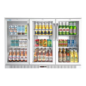 Pemberly Row 3-Door Stainless Steel Back Bar Cooler Refrigerator in Silver