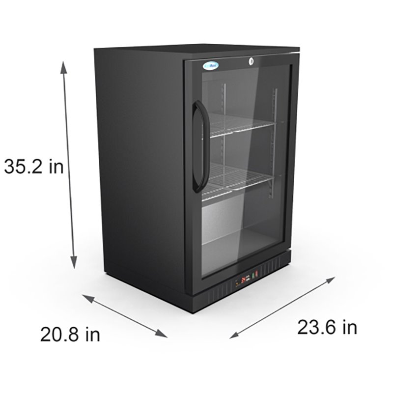 Pemberly Row 1-Door Metal Back Bar Cooler Counter Height Refrigerator in Black