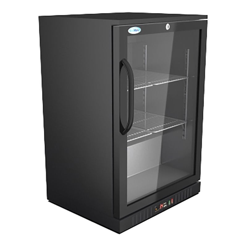 Pemberly Row 1-Door Metal Back Bar Cooler Counter Height Refrigerator in Black