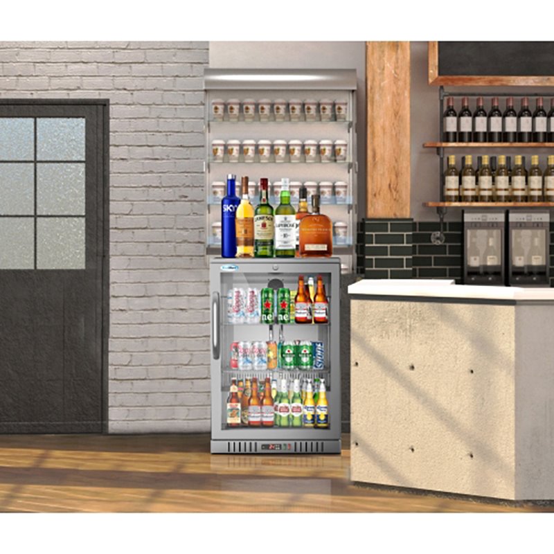 Pemberly Row 1-Door Stainless Steel Back Bar Cooler Refrigerator in Silver