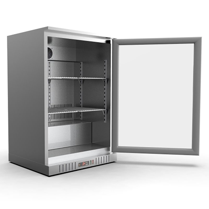 Pemberly Row 1-Door Stainless Steel Back Bar Cooler Refrigerator in Silver