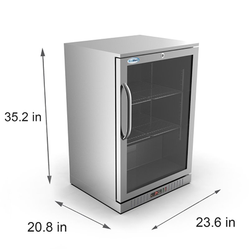 Pemberly Row 1-Door Stainless Steel Back Bar Cooler Refrigerator in Silver