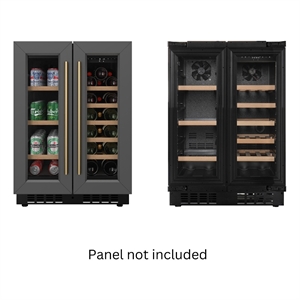 Pemberly Row 24&quot French Door Dual Zone Panel-Ready Cooler w/ Wood Shelves