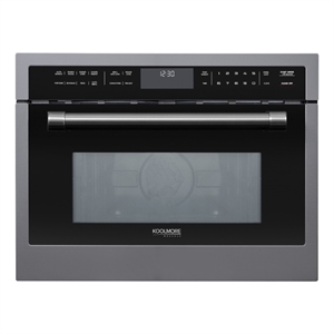 Pemberly Row 24&quot Black Stainless Steel Built-in Convection Microwave Oven
