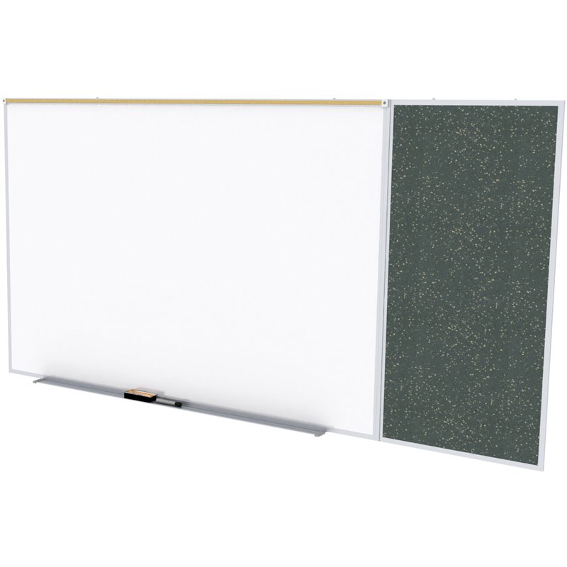 Pemberly Row Ceramic 4' x 8' Rubber Bulletin & Magnetic Whiteboard C-Set in Tan