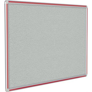 Pemberly Row Vinyl 4' x 10' Bulletin Board with Red Trim in Gray