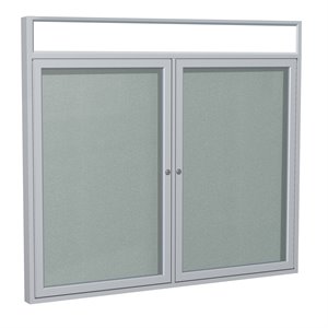 Pemberly Row Vinyl 36&quot x 48&quot 2 Door Enclosed Bulletin Board in Silver