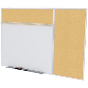 Pemberly Row Wood 4' x 10' Cork Bulletin & Magnetic Whiteboard B-Set in Tan