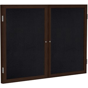 Pemberly Row Wood 48&quot x 60&quot 2 Door Enclosed Rubber Bulletin Board in Black
