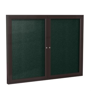 Pemberly Row Vinyl 36&quot x 48&quot 2 Door Enclosed Bulletin Board in Black