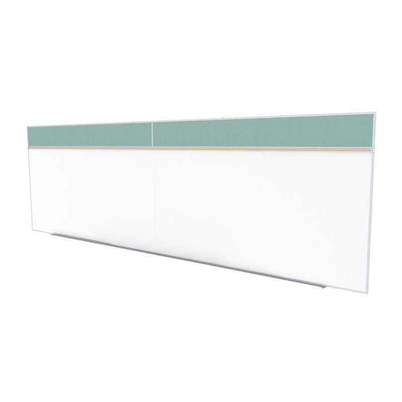 Pemberly Row Vinyl 5' x 16' Bulletin & Magnetic Whiteboard Set-A in Stone