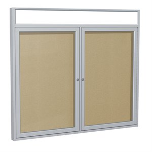Pemberly Row Vinyl 36&quot x 48&quot 2 Door Enclosed Headliner Bulletin Board in Caramel