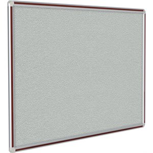 Pemberly Row Vinyl 3' x 4' Bulletin Board with Mahogany Trim in Gray