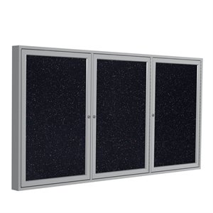 Pemberly Row 48&quot x 96&quot 3 Door Enclosed Rubber Bulletin Board in Multi-Color