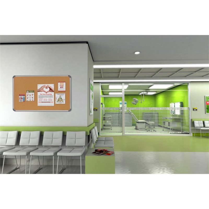 Pemberly Row Vinyl 4' x 10' Bulletin & Magnetic Whiteboard Set-E in Caramel