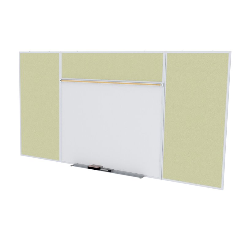 Pemberly Row Vinyl 4' x 10' Bulletin & Magnetic Whiteboard Set-E in Caramel
