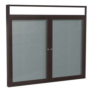 Pemberly Row Vinyl 36&quot x 48&quot 2 Door Enclosed Headliner Bulletin Board in Stone