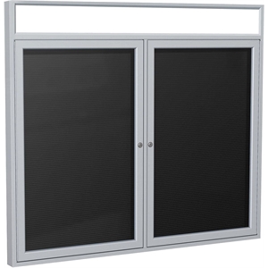 Pemberly Row 36&quotx48&quot 2-Door Aluminum Lit Headliner Fabric Letterboard in Black