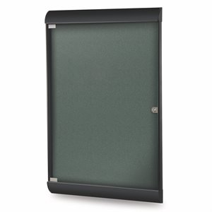 Pemberly Row Vinyl 42&quot x 28&quot 1 Door Bulletin Board with Black Frame in Brown