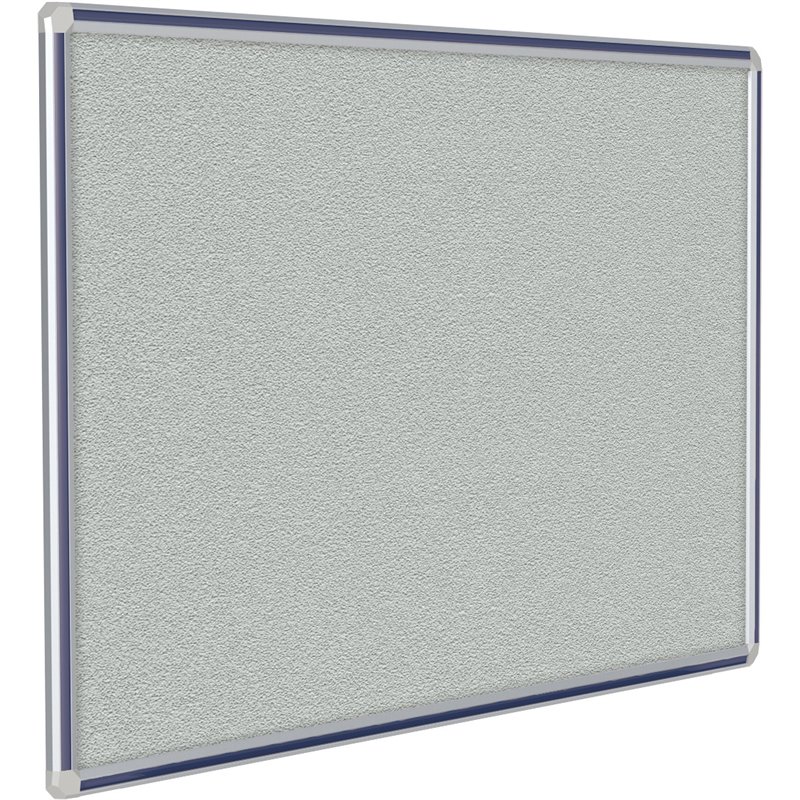 Pemberly Row Vinyl 4' x 8' Bulletin Board with Navy Blue Trim in Gray