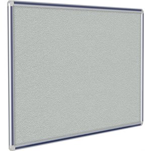 Pemberly Row Vinyl 4' x 8' Bulletin Board with Navy Blue Trim in Gray