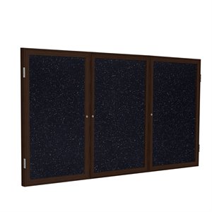Pemberly Row Wood 48&quot x 96&quot 3 Door Enclosed Rubber Bulletin Board in Multi-Color