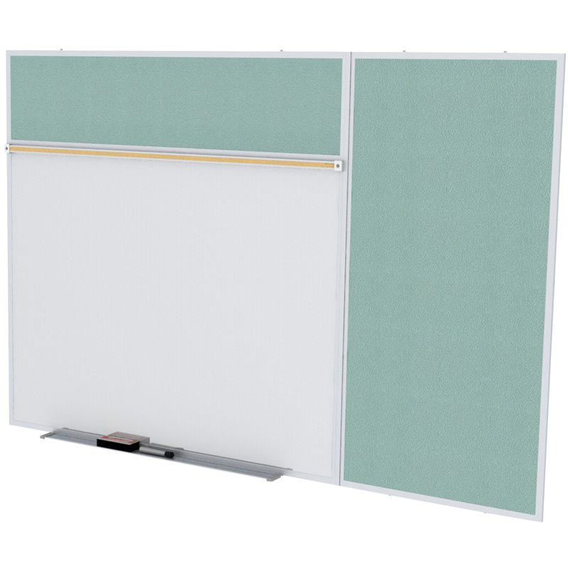 Pemberly Row Vinyl 4' x 12' Bulletin & Magnetic Whiteboard B-Set in Stone