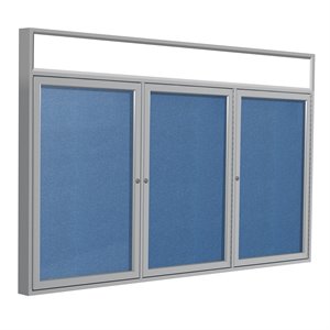 Pemberly Row Vinyl 36&quot x 72&quot 3 Door Enclosed Headliner Bulletin Board in Blue