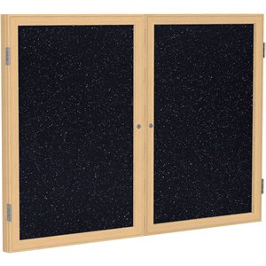 Pemberly Row Wood 36&quot x 60&quot 2 Door Enclosed Rubber Bulletin Board in Multi-Color