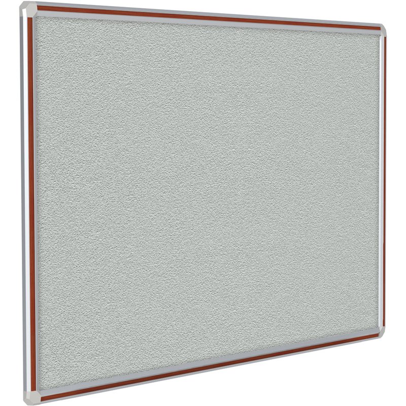 Pemberly Row Vinyl 4' x 6' Bulletin Board with Cherry Trim in Gray
