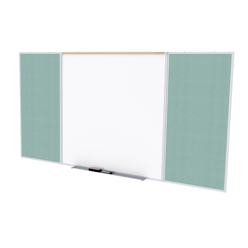 Pemberly Row Vinyl 4' x 10' Bulletin & Magnetic Whiteboard Set in Stone