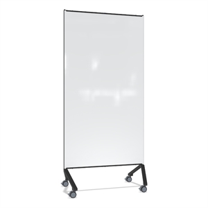 Pemberly Row Magnetic Mobile Glass Dry Erase Board White Black Frame 77x36