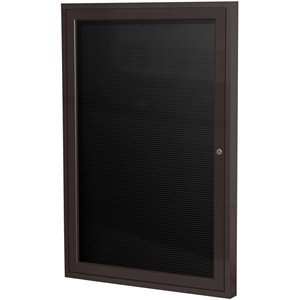 Pemberly Row Vinyl 36&quot x 24&quot 1 Door Enclosed Letterboard in Black