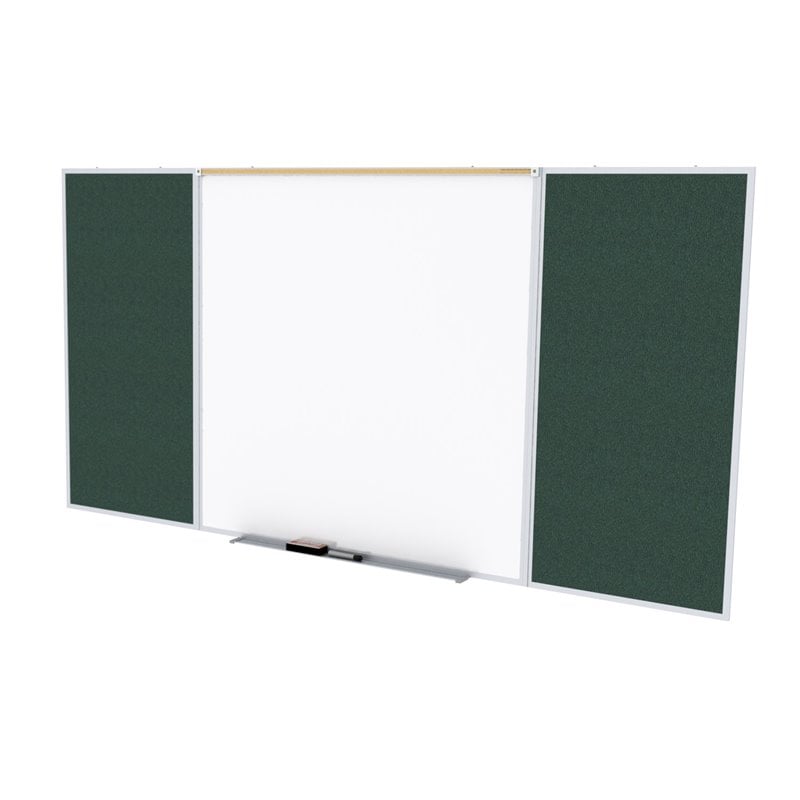 Pemberly Row Vinyl 4' x 10' Bulletin & Magnetic Whiteboard Set in Ebony Brown