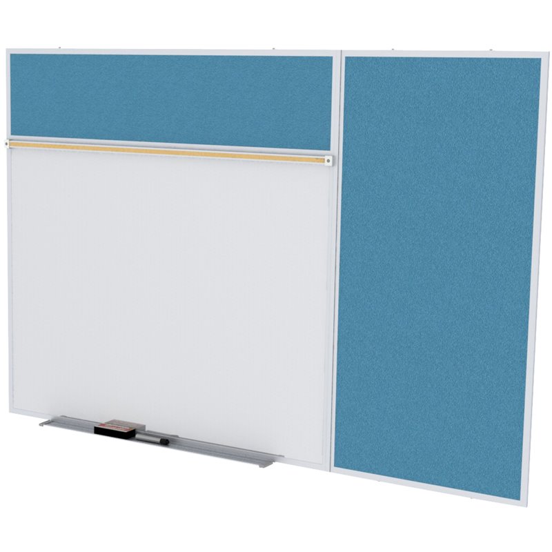 Pemberly Row Vinyl 4' x 12' Bulletin & Magnetic Whiteboard B-Set in Ocean Blue