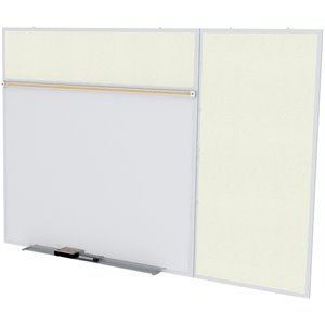 Pemberly Row Vinyl 4' x 16' Bulletin & Magnetic Whiteboard B-Set in Ivory