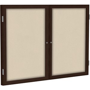 Pemberly Row Fabric 48&quot x 60&quot 2 Door Enclosed Bulletin Board in Beige
