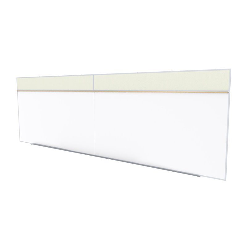 Pemberly Row Vinyl 5' x 16' Bulletin & Magnetic Whiteboard Set-A in Ivory