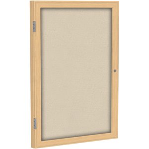 Pemberly Row Fabric 36&quot x 24&quot 1 Door Enclosed Bulletin Board in Beige