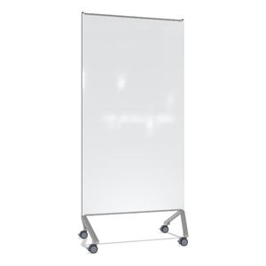 Pemberly Row Non-Magnetic Mobile Glassboard White Silver Frame 77x36
